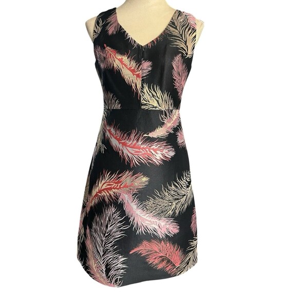 Etcetera Black Metallic Feather  Cocktail Dress V-Neck Sleeveless Party Dress 2 - Picture 1 of 12